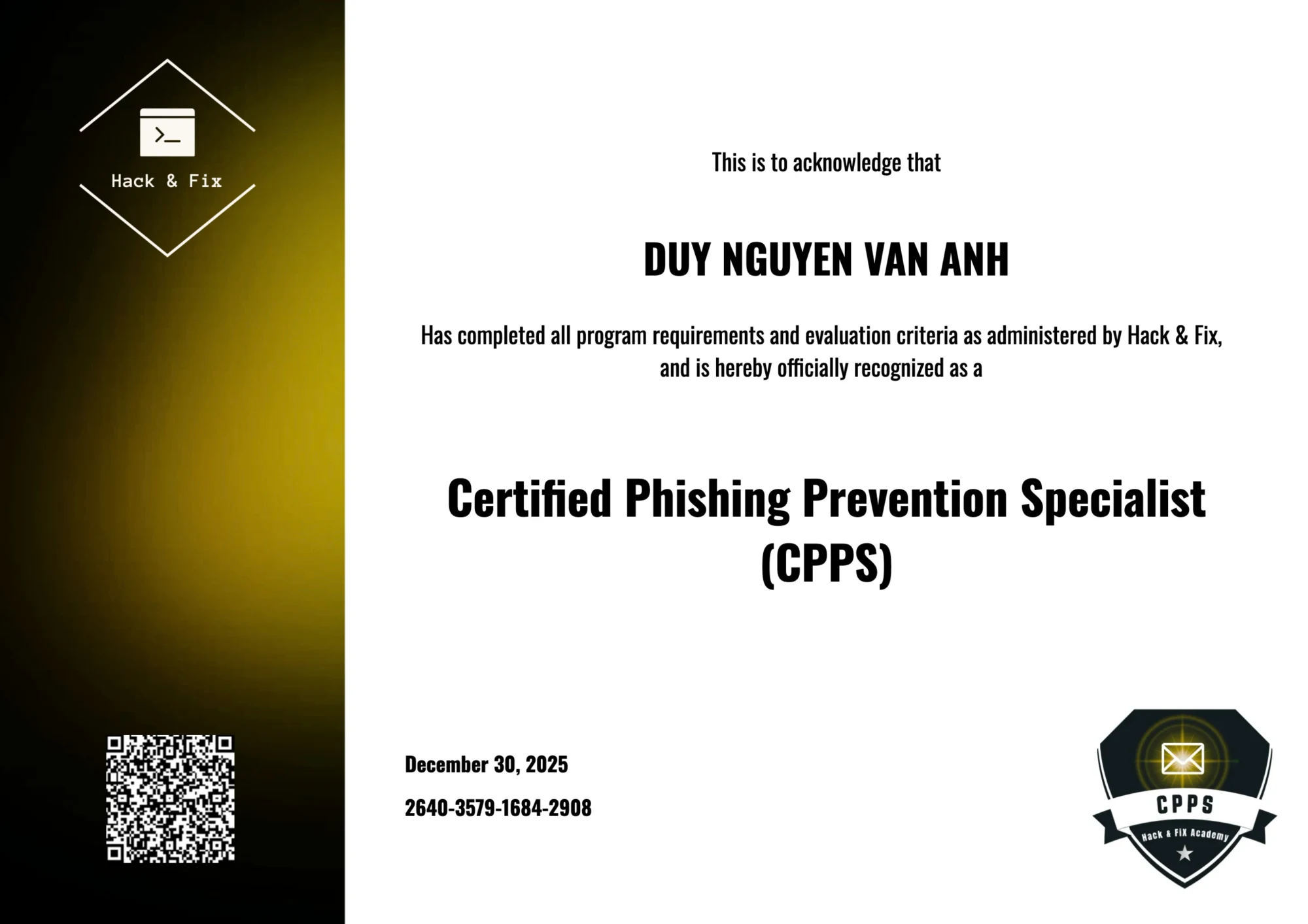 Certified Phishing Prevention Specialist (CPPS)