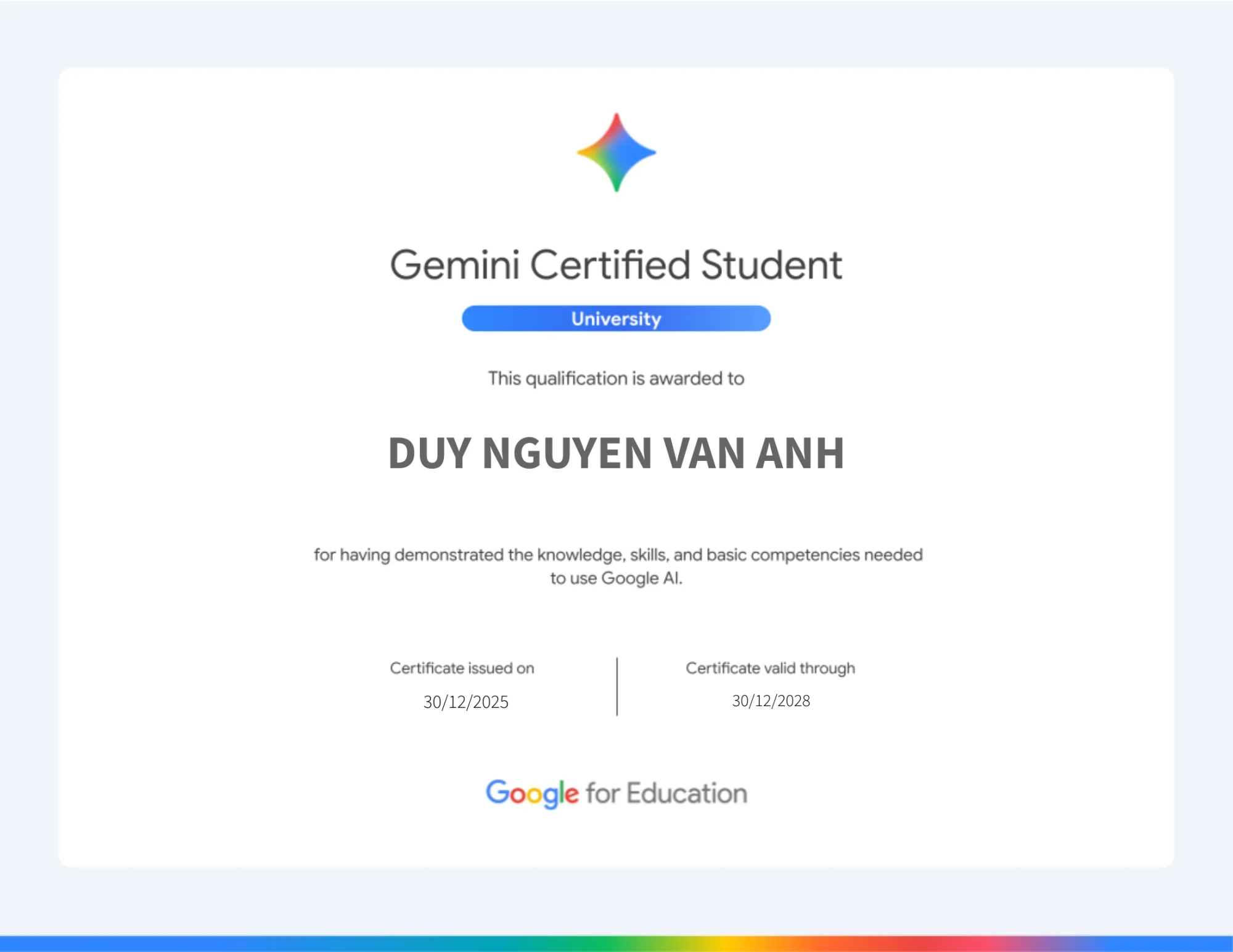Gemini Certified University Student